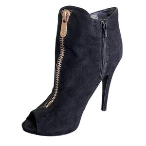 Guess suede Elegant Black Peep-Toe Ankle Boots